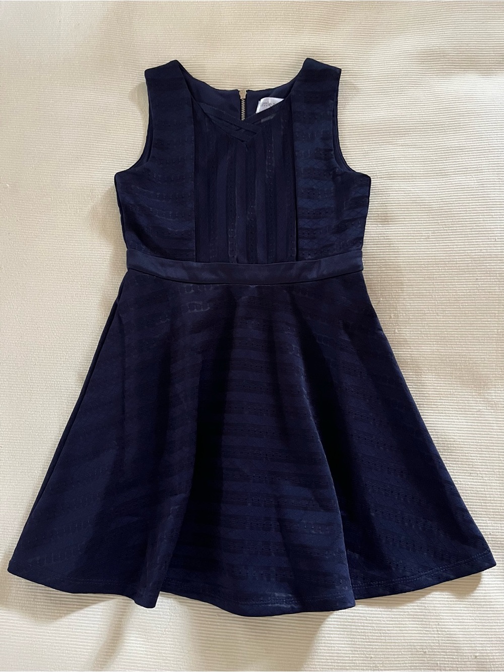 Girls US Angels Navy Sleeveless Fit-and-Flare Party Dress, size 6
